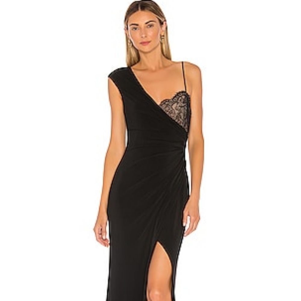 BCBGMAXAZRIA Assymetric Velvet Gown